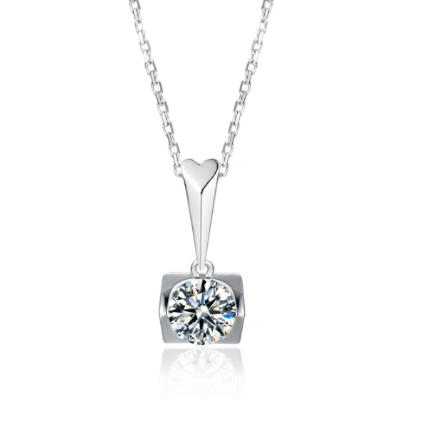 S925 Sterling Silver Inlaid Moissanite Stud Necklace Two