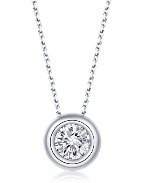 Round Pie Shape S925 Sterling Silver Inlaid Moissanite