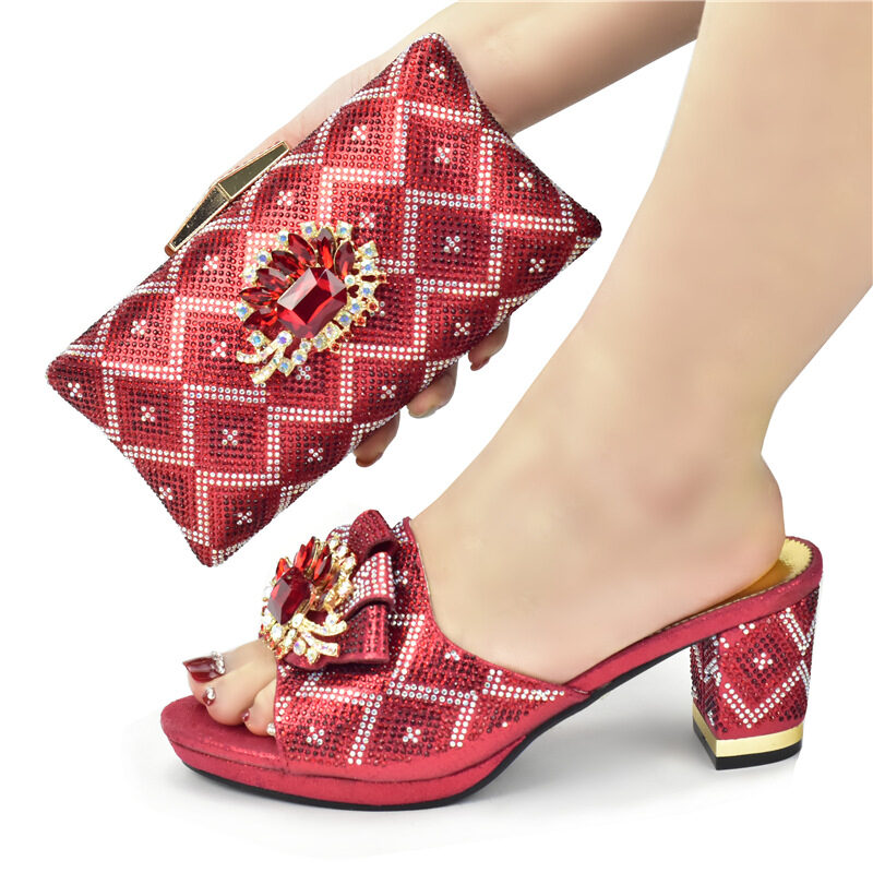 European And American Shoes Bags Set Solid Color
