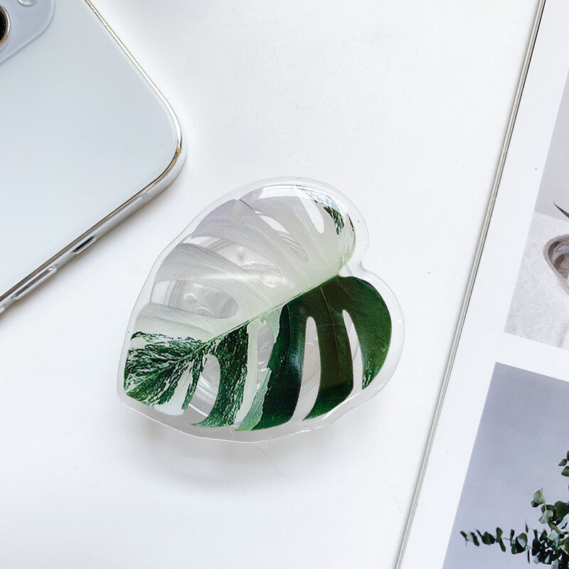 Cute Green Leaves Smartphone Holder Finger Stand Support