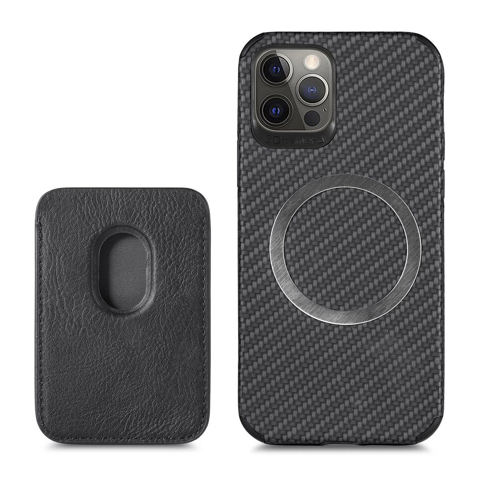 Magnetic Card Holder XR Carbon Fiber Pattern Phone