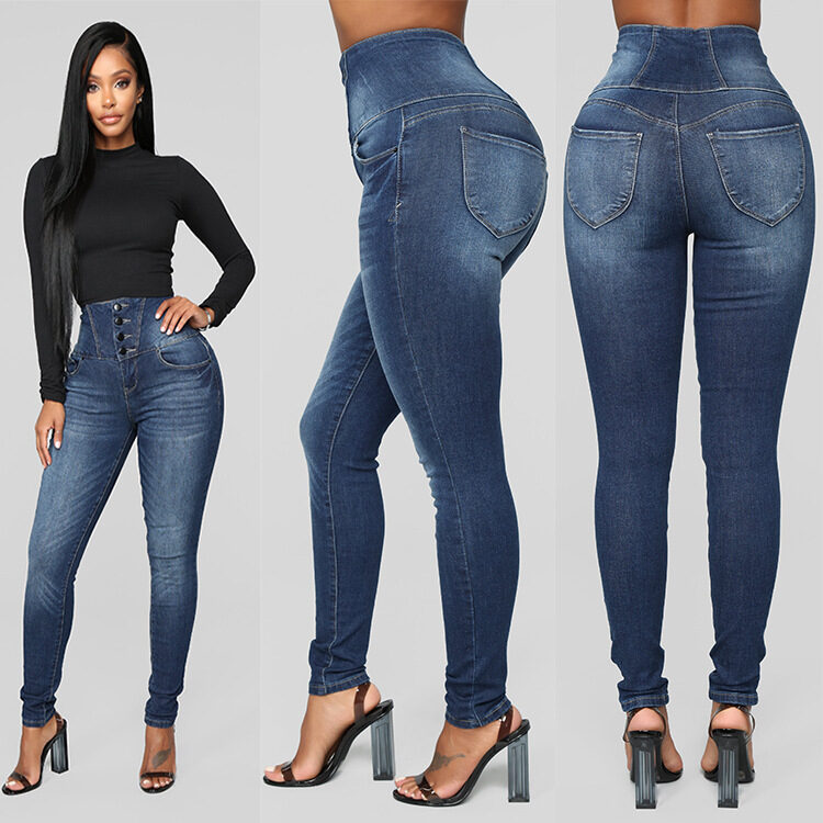 European And American Women's High Waist Slim Jeans