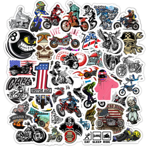 50 Motorcycle Character Graffiti Stickers Waterproof Removable Luggage