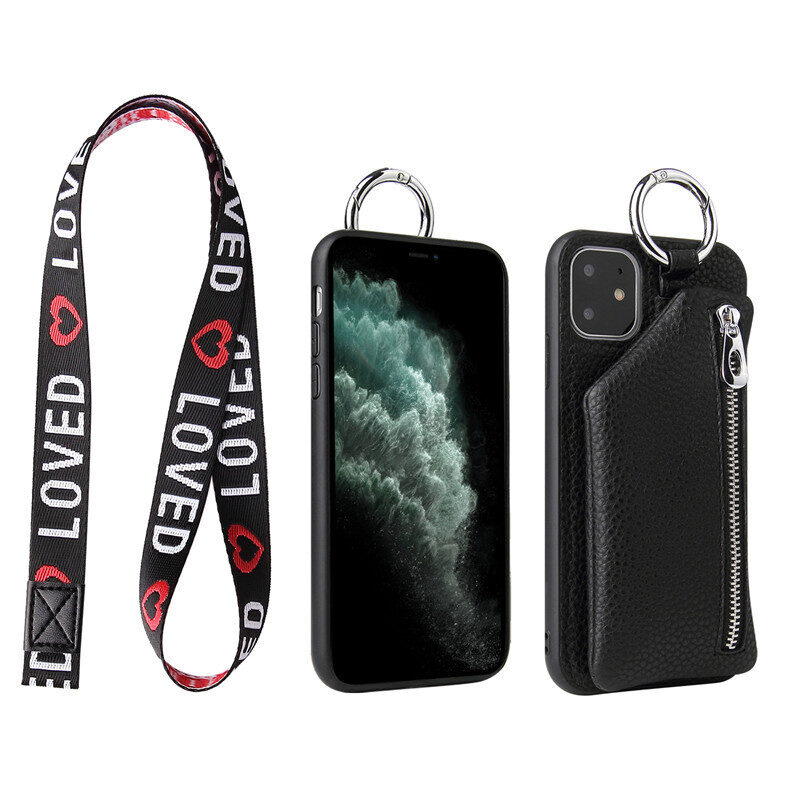 PU Leather Strap Cord Coin Purse Phone Cases