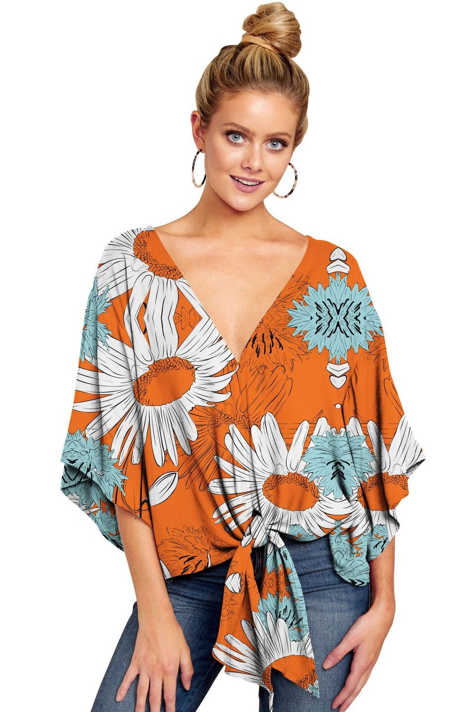 Spring And Summer New V-neck Short-sleeved Printed Loose
