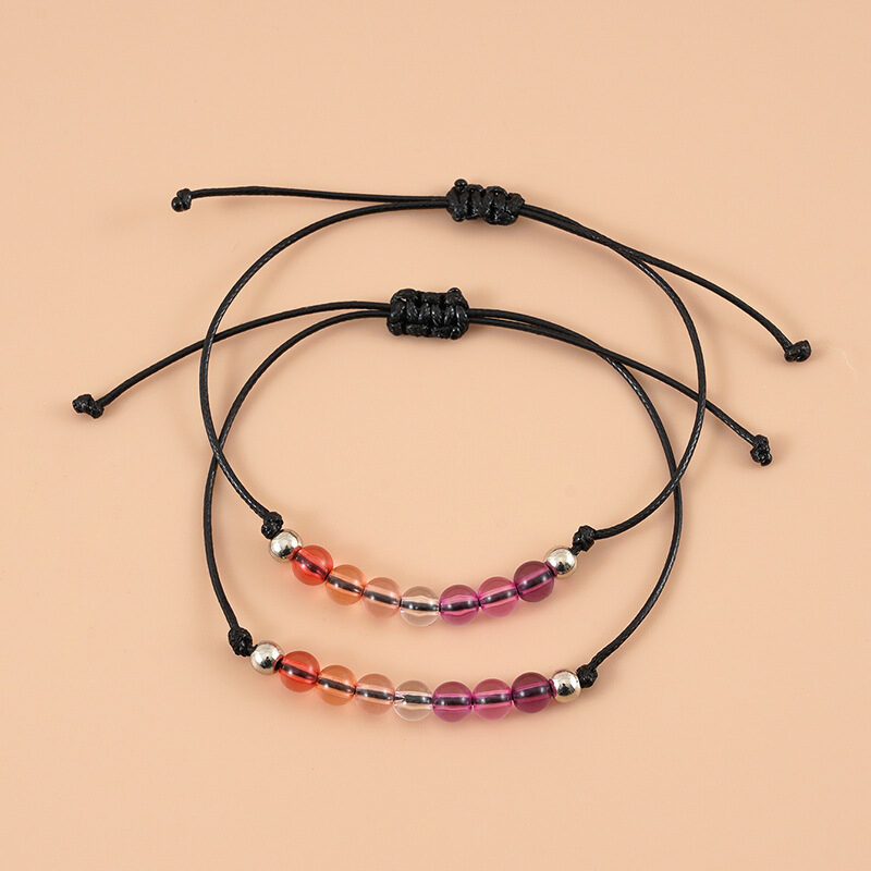 Colorful Beaded Bisexual Couple Card Bracelet Acrylic Ball