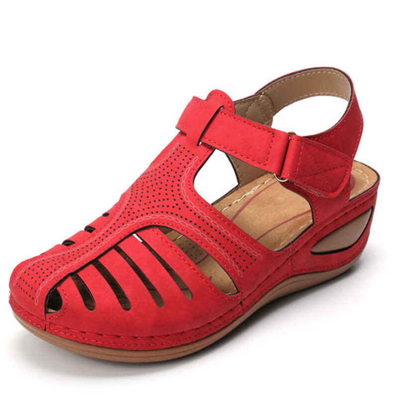 Women's Plus Size Retro Sandals Round Toe Wedge