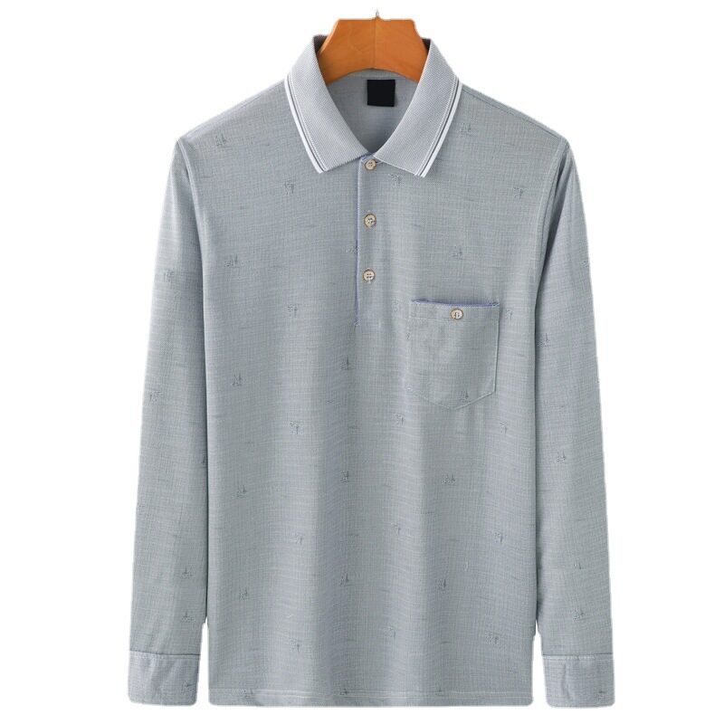 Dad Wears A Long-sleeved T-shirt With Thin Spring