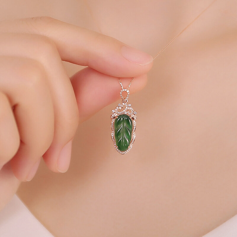 Jadeite Necklace With Gold Inlaid Branches And Jade