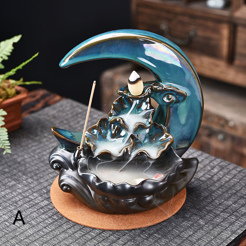 The Moon Backflow Incense Burner Holder Smoke Waterfall