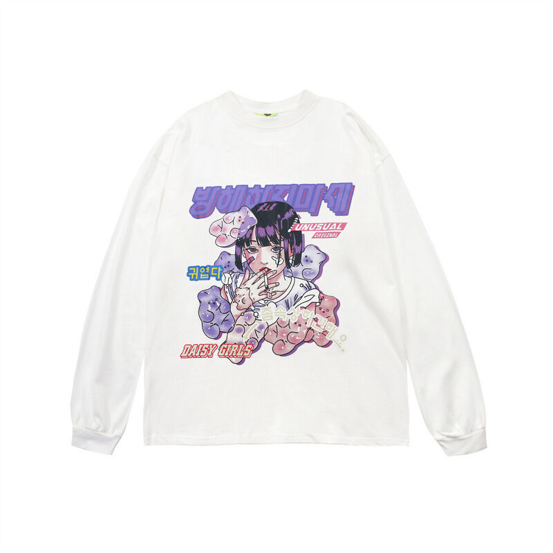 Comic Print Autumn Long Sleeve T Shirts