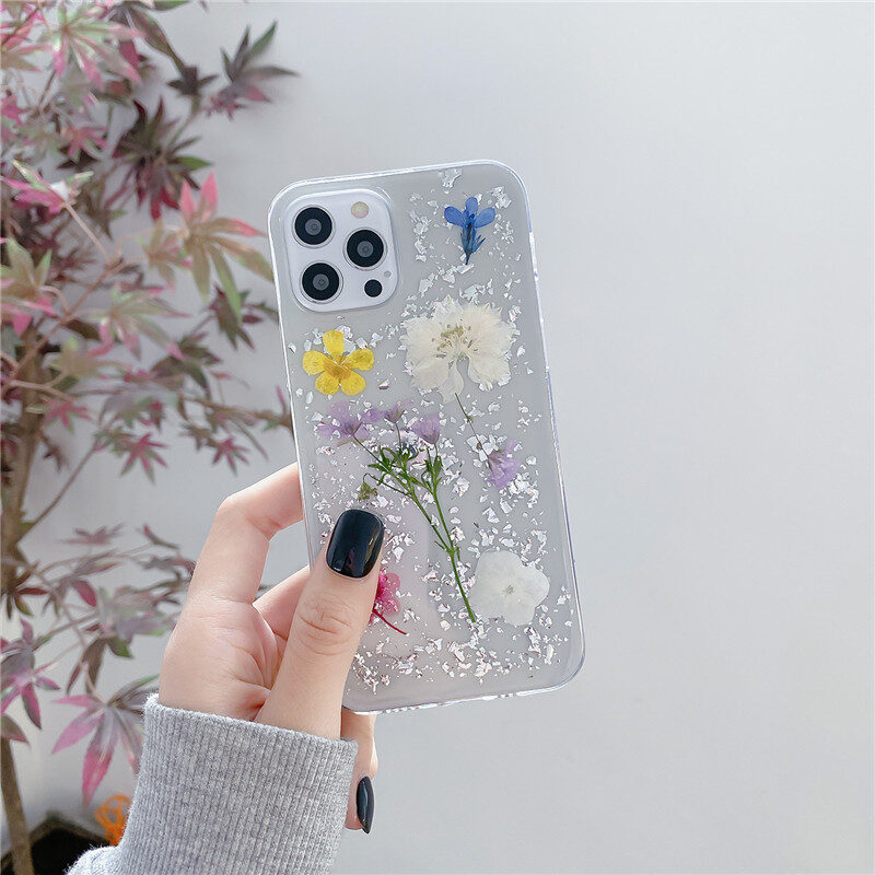 Silver Foil Dried Flowers For Mobile Phone Cases