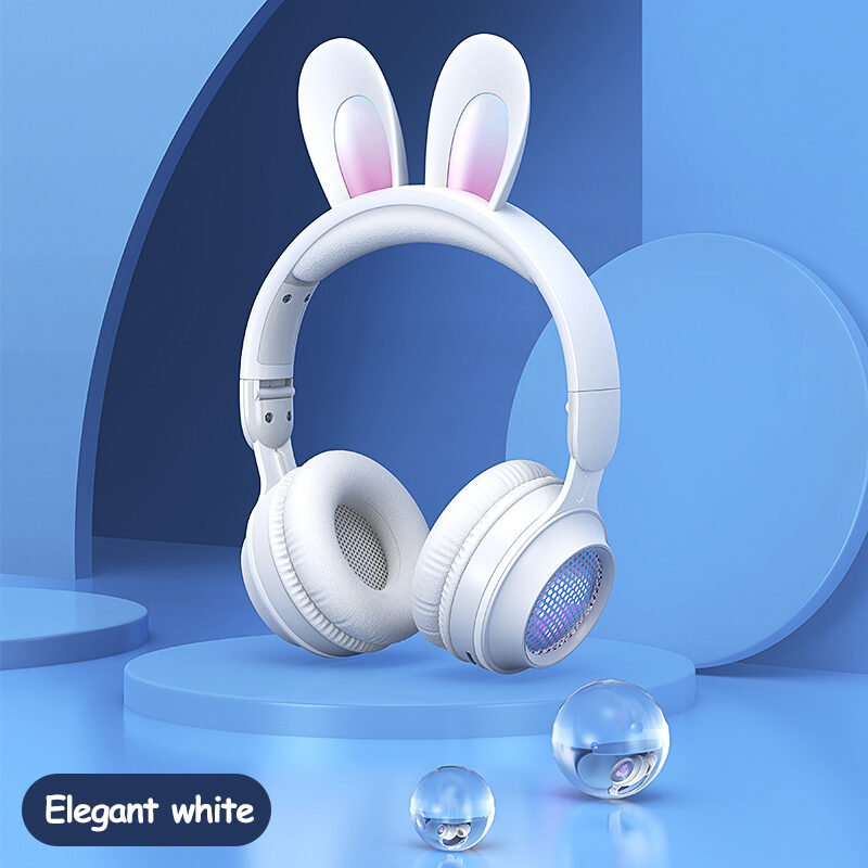 Rabbit Ear Headphones Wireless Luminous Extendable Wheat