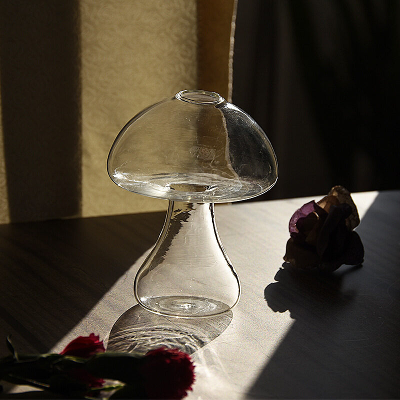 Cute Mushroom Shaped Glass Vase Hydroponic Plant Flower