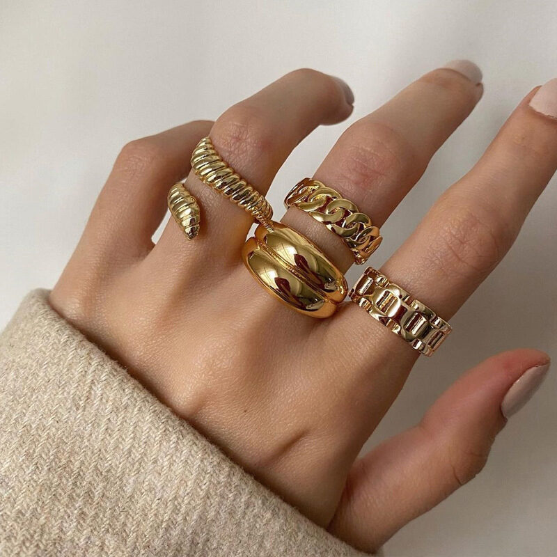Vintage Electroplating Snake Knuckle Rings 4 Piece Set