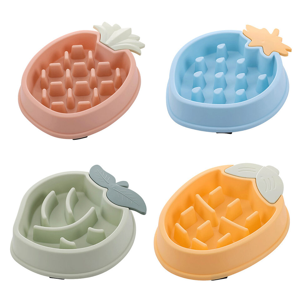 Pineapple Slow Food Bowl Grade Plastic Pet Dog
