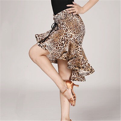 Latin Dance Clothes Practice Leopard Print Skirt