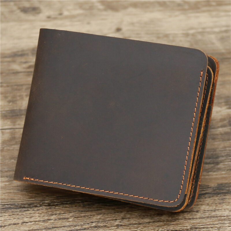 Men's Wallet Leather Retro Rough Tri-fold First Layer