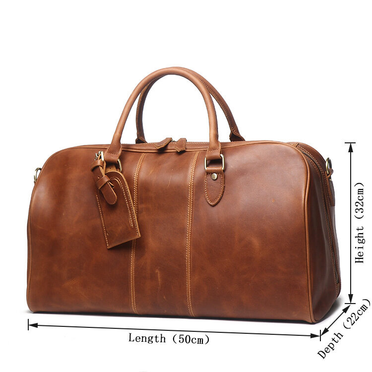 Men's Leather Hand Travel One Shoulder Crossbody Duffel