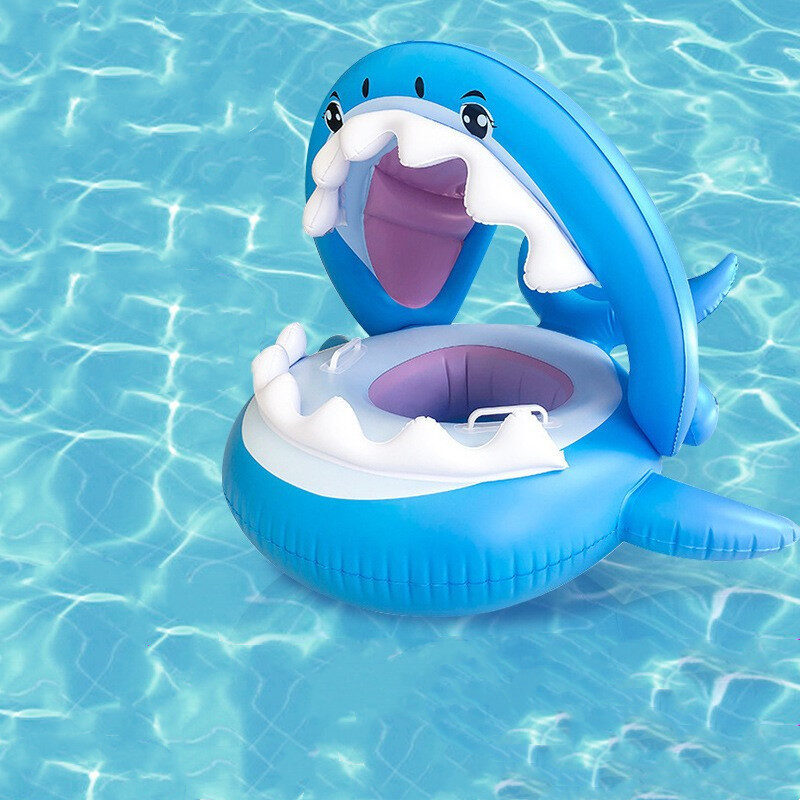 Inflatable Swimming Ring For Kids With Awning Shark