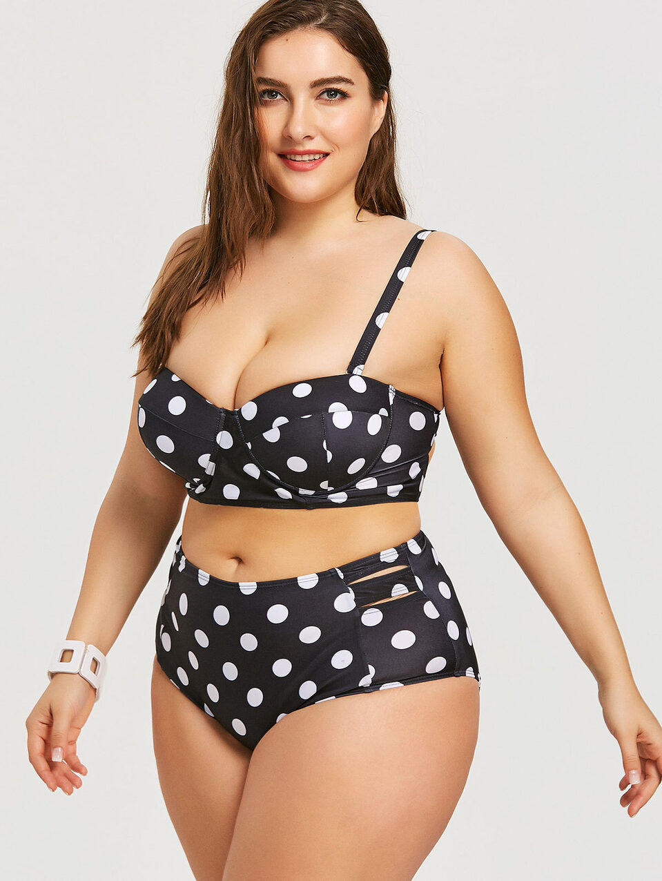 Retro Polka Dot High-rise Bikini Top Bottom Padded