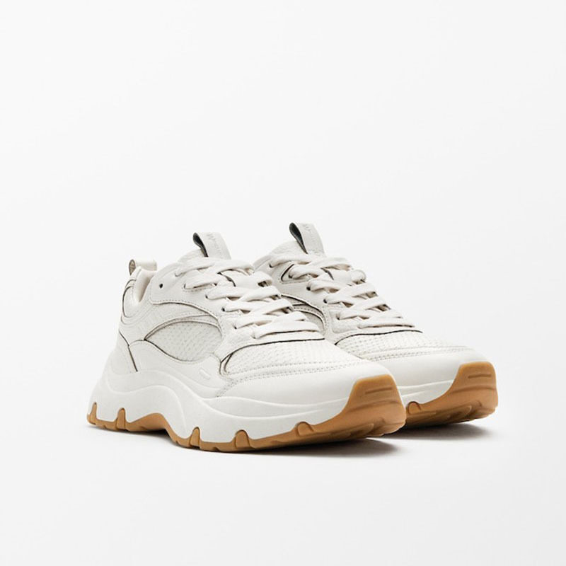 Women's First Layer Cowhide Casual Round Toe Sneakers