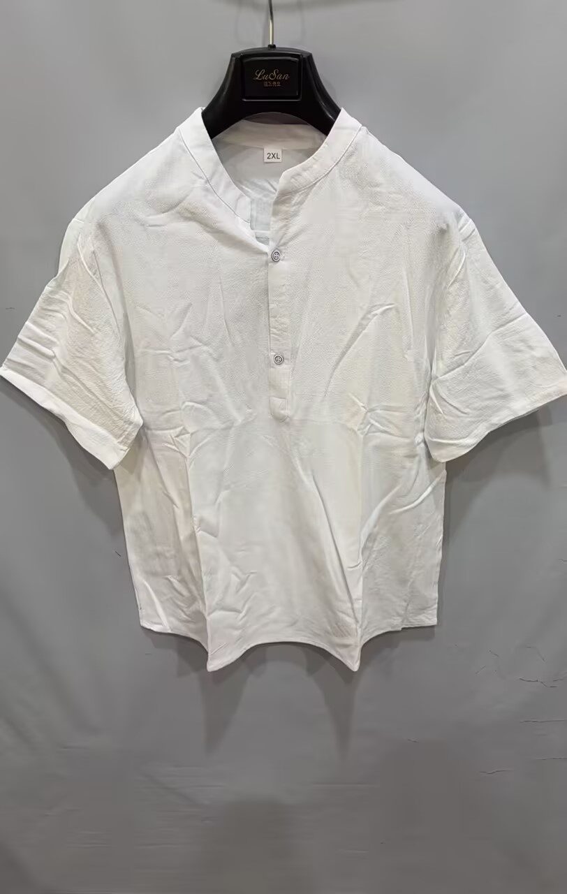 Men's Stand Collar Japanese Ice Silk Linen Short