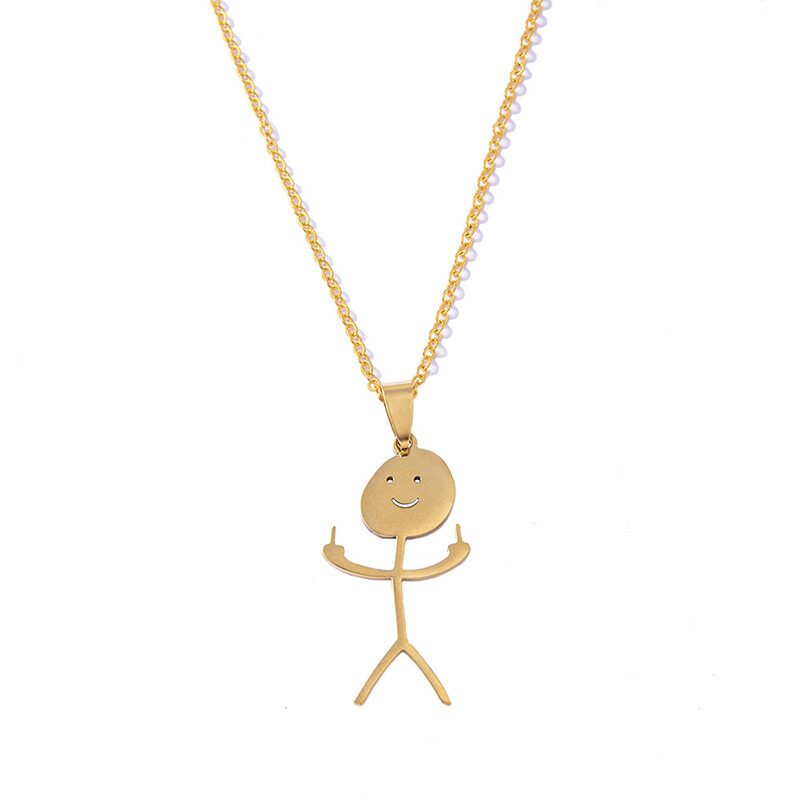 Funny Doodle Necklace Hip Hop Smiley Stick Figure