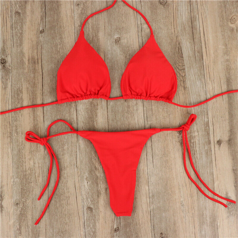 Halter Neck Tie Bikini Ladies Split Swimsuit