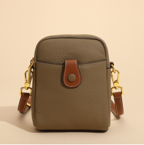 Lychee Pattern Mobile Phone Bag Small Leather Crossbody