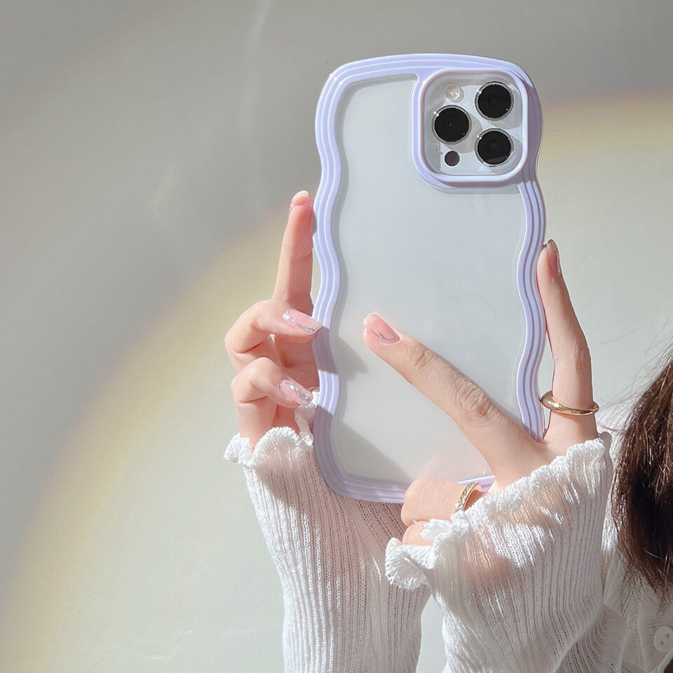 Wave Border Mobile Phone Case Solid Color Simple
