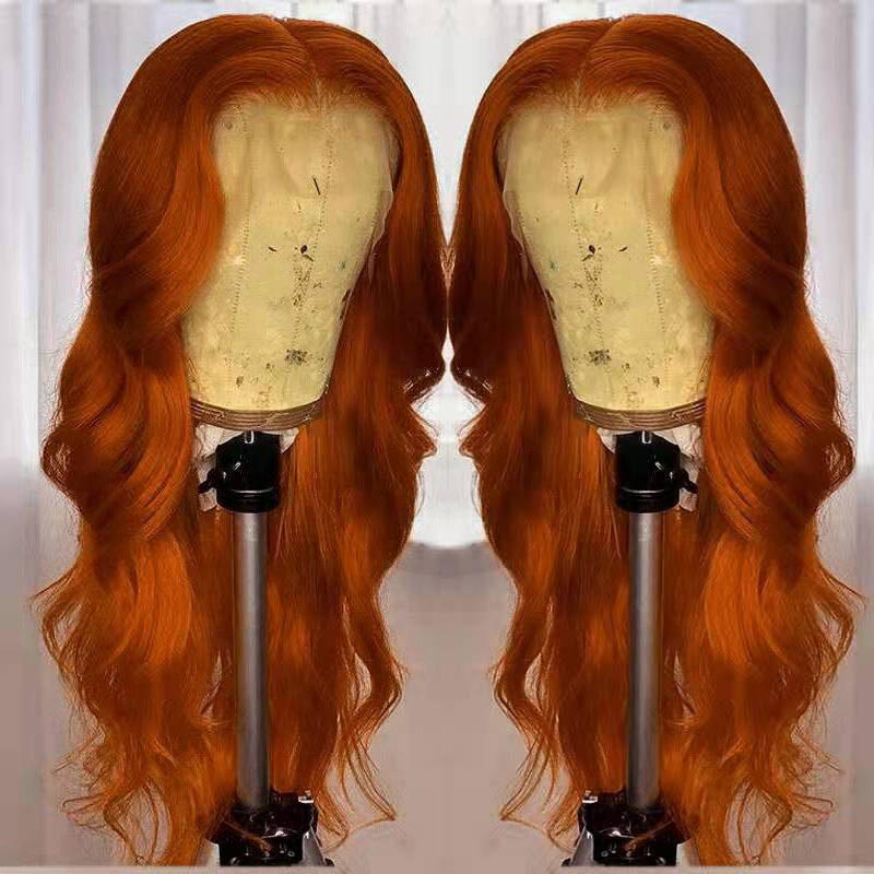 European And American Dark Orange Wig Hair Set