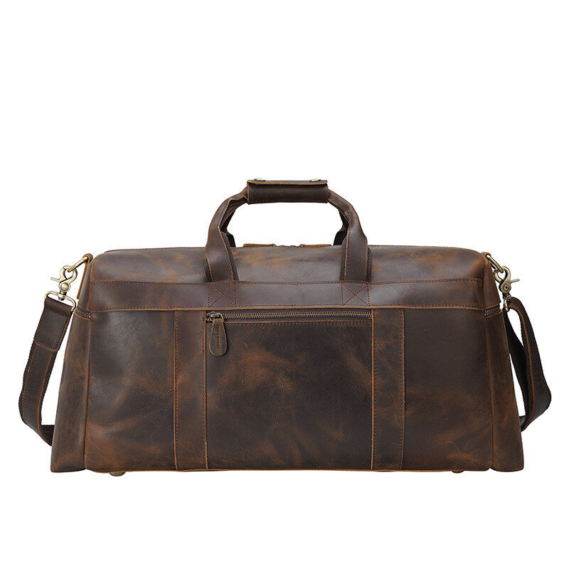 Vintage Crazy Horse Leather Men's Travel Large Capacity