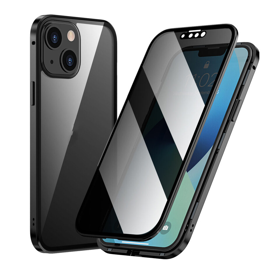 Fashion Personality Magneto Glass Metal Phone Case