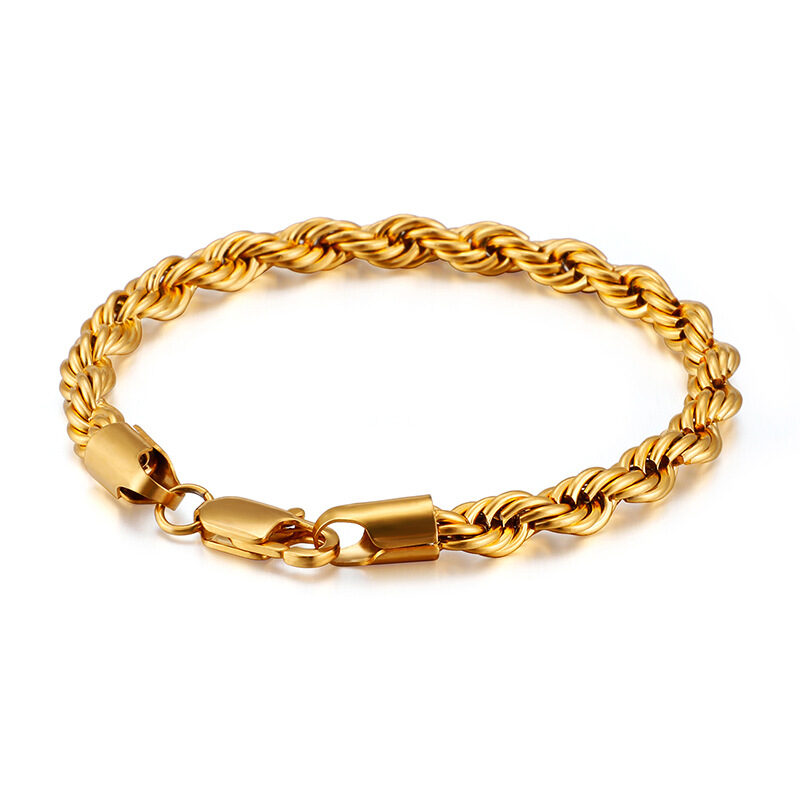 Gold Double Color Twist Chain Stainless Steel Bracelet