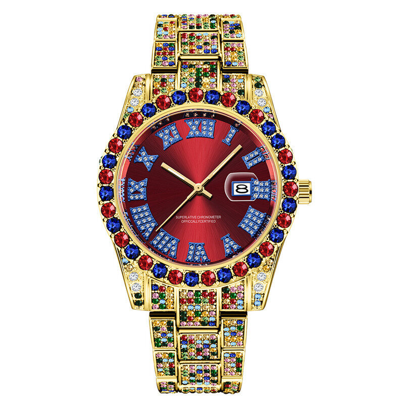 Hip Hop Men Fashion Color Full Diamond Date