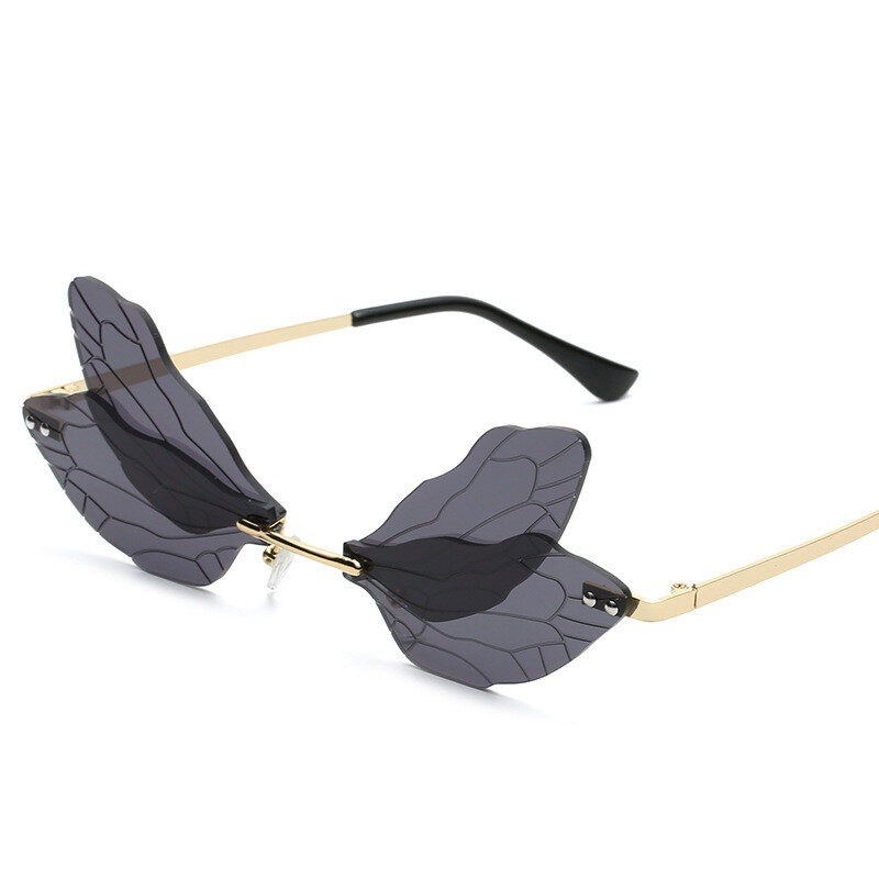 Frameless Trimming Sunglasses Women Dragonfly Wings