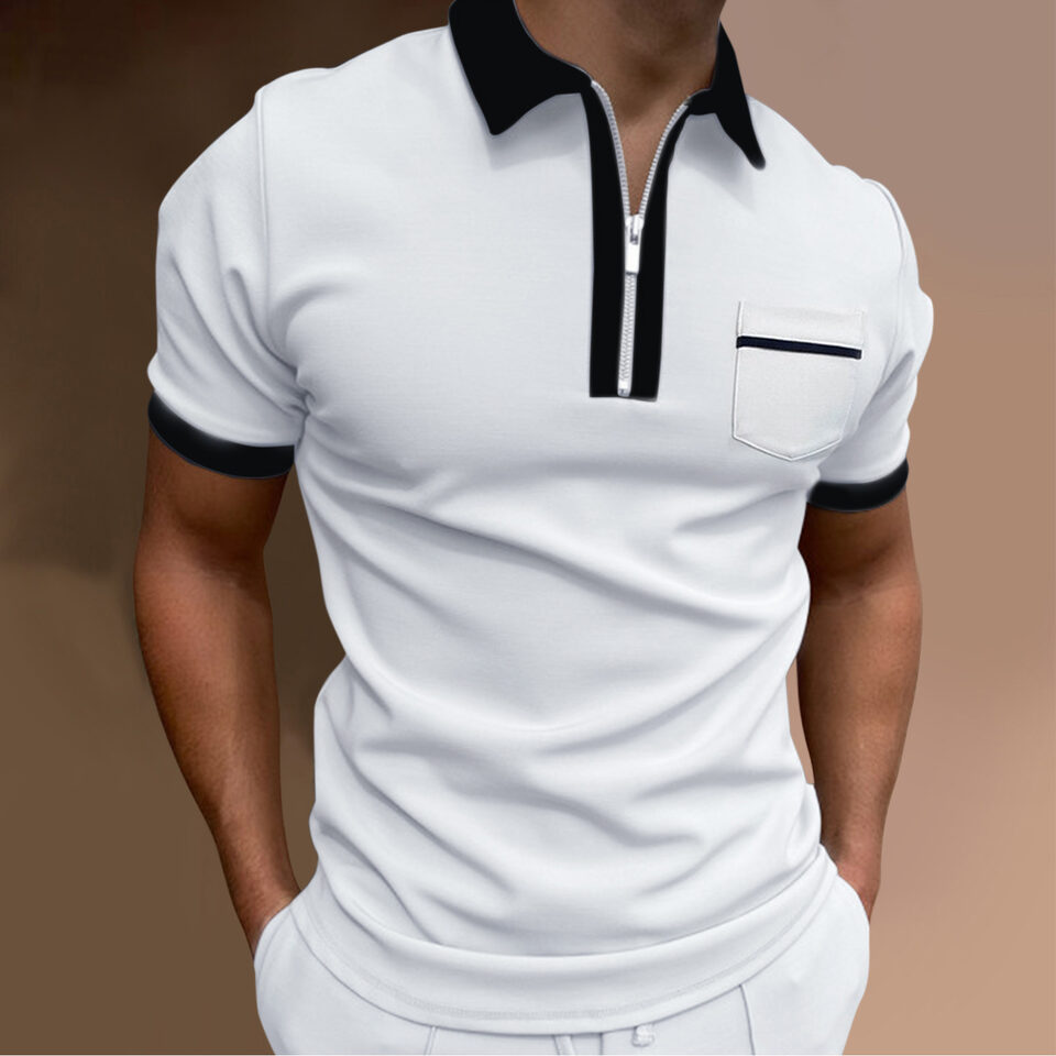 Men's Lapel Fashion Slim Pocket T-Shirt POLO Shirt