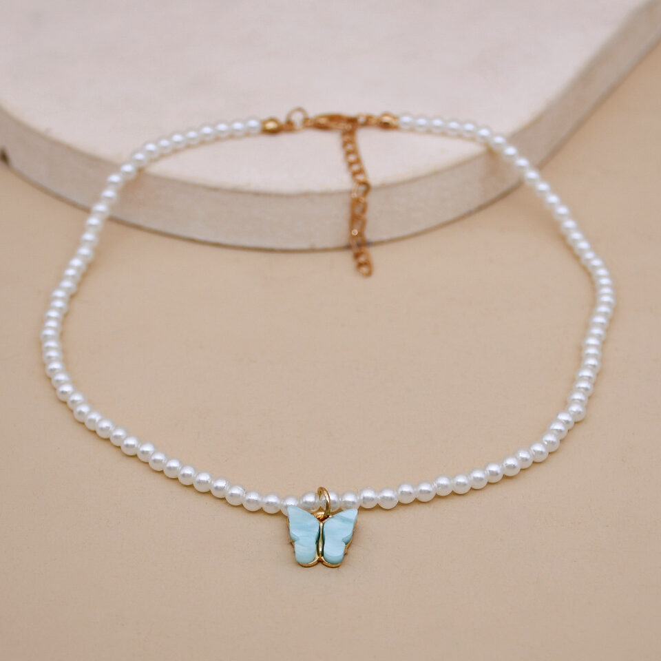 Elegant White Pearl Choker Necklace Small Round Wedding