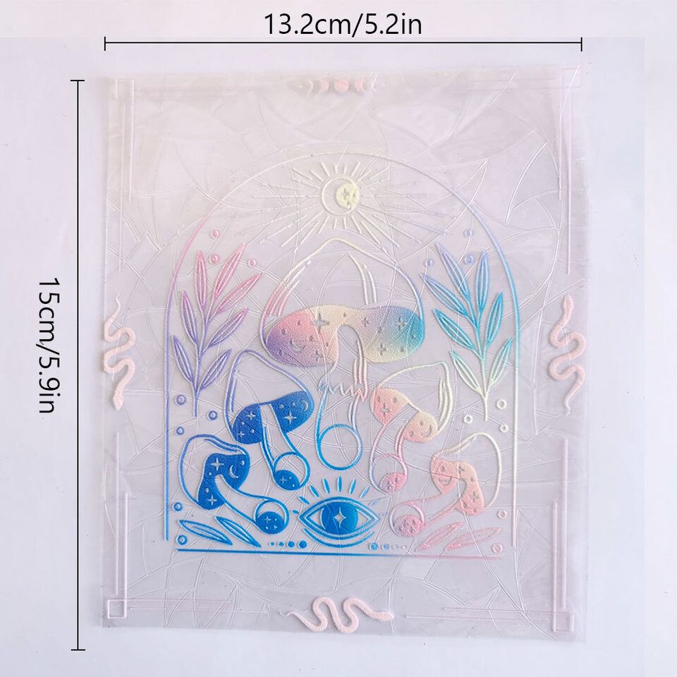 RPS061 Colorful Suncatcher Rainbow Prism Mushroom Static Glass