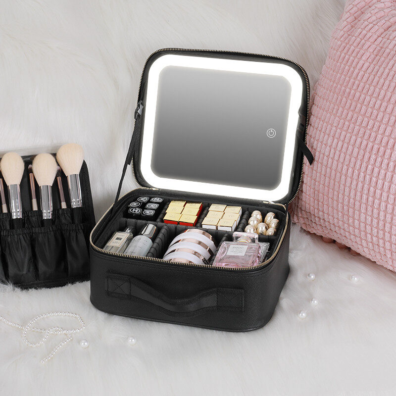 Smart LED Cosmetic Case With Mirror Bag Large