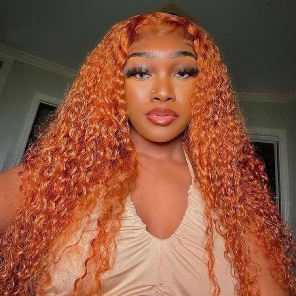 Front Lace Small Curly Orange Hair Chemical Fiber