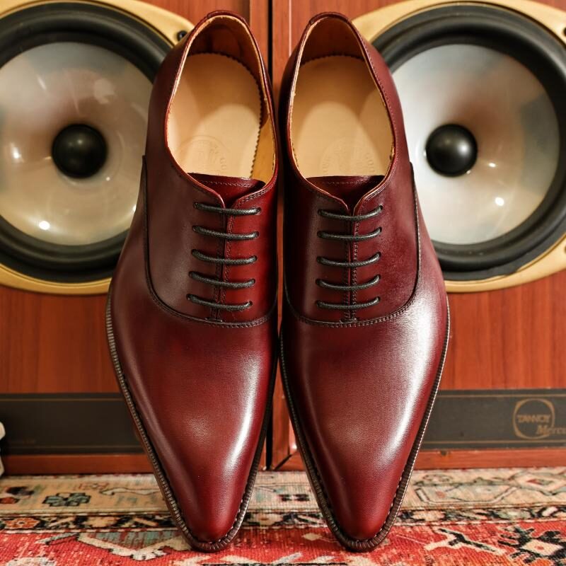 Goodyear Handmade Shoes Super Pointed Toe Wine Red