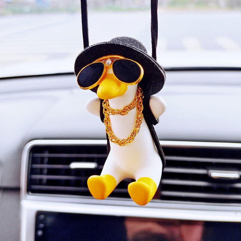 Pistol Cowboy Duck Car Rearview Mirror Pendant Decoration