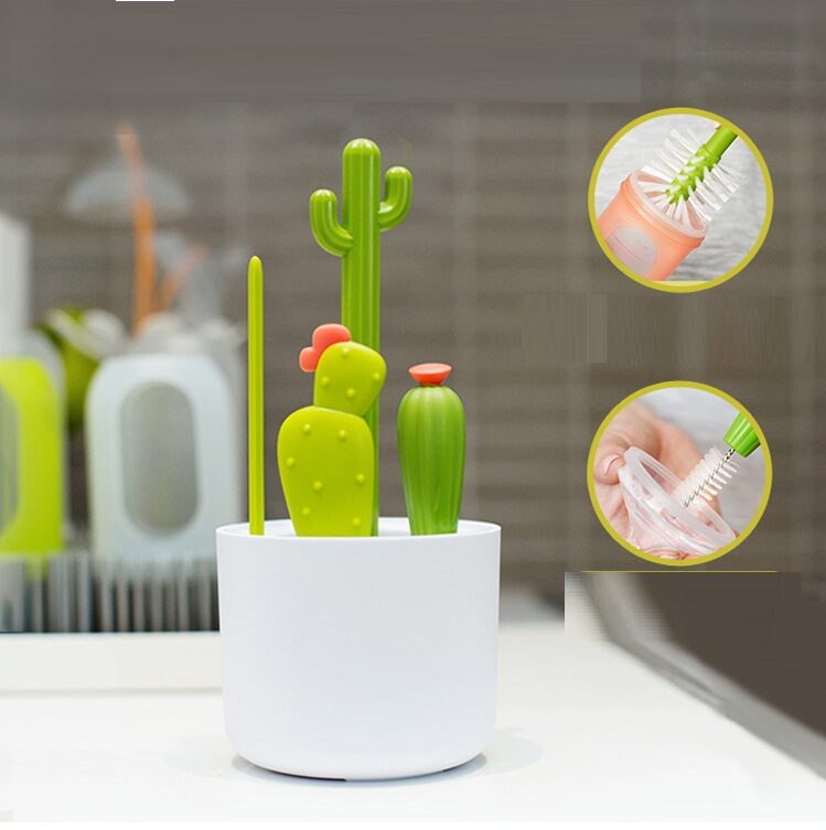 Multifunctional Nylon Cleaning Cactus Bottle Brush Set Kitchen
