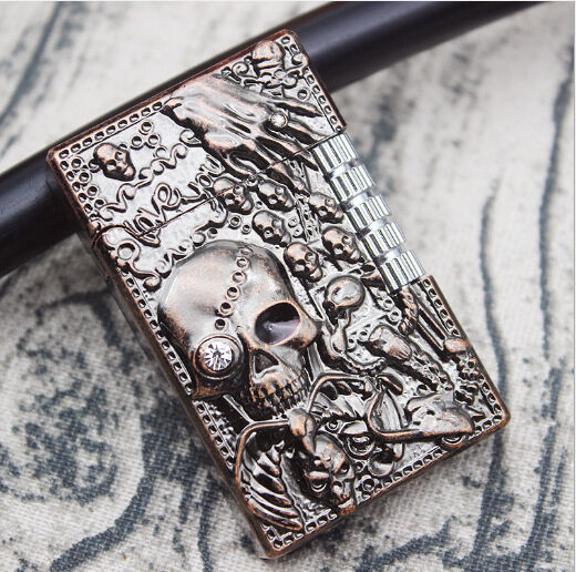 Skull Langsheng Gas Lighters Creative Metal Relief Ghost