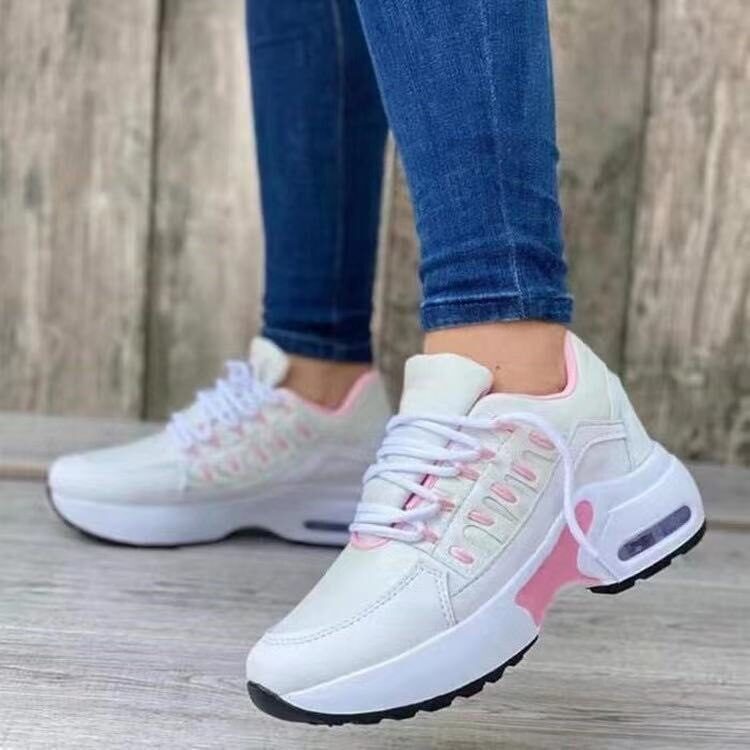 Lace Up Sneakers Women Wedge Heel Running Sports