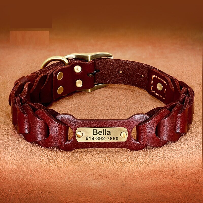 Dog Braided Leather Medium Large Collar