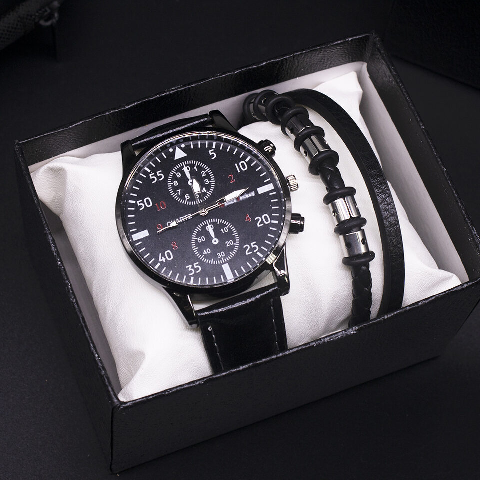 Watch Men 3pcs New Men's Trend Student Fashion