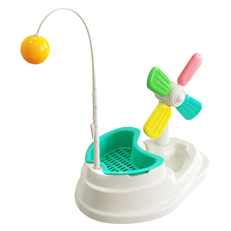 Windmill Funny Cat Stick Toy Desktop Grass Box